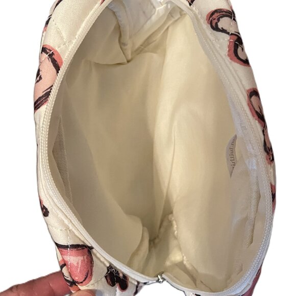 NEW QUILTED BAG PURSE SET White with Pink Hearts WOMAN WITHIN 2 Piece Set 0958A - Picture 11 of 14